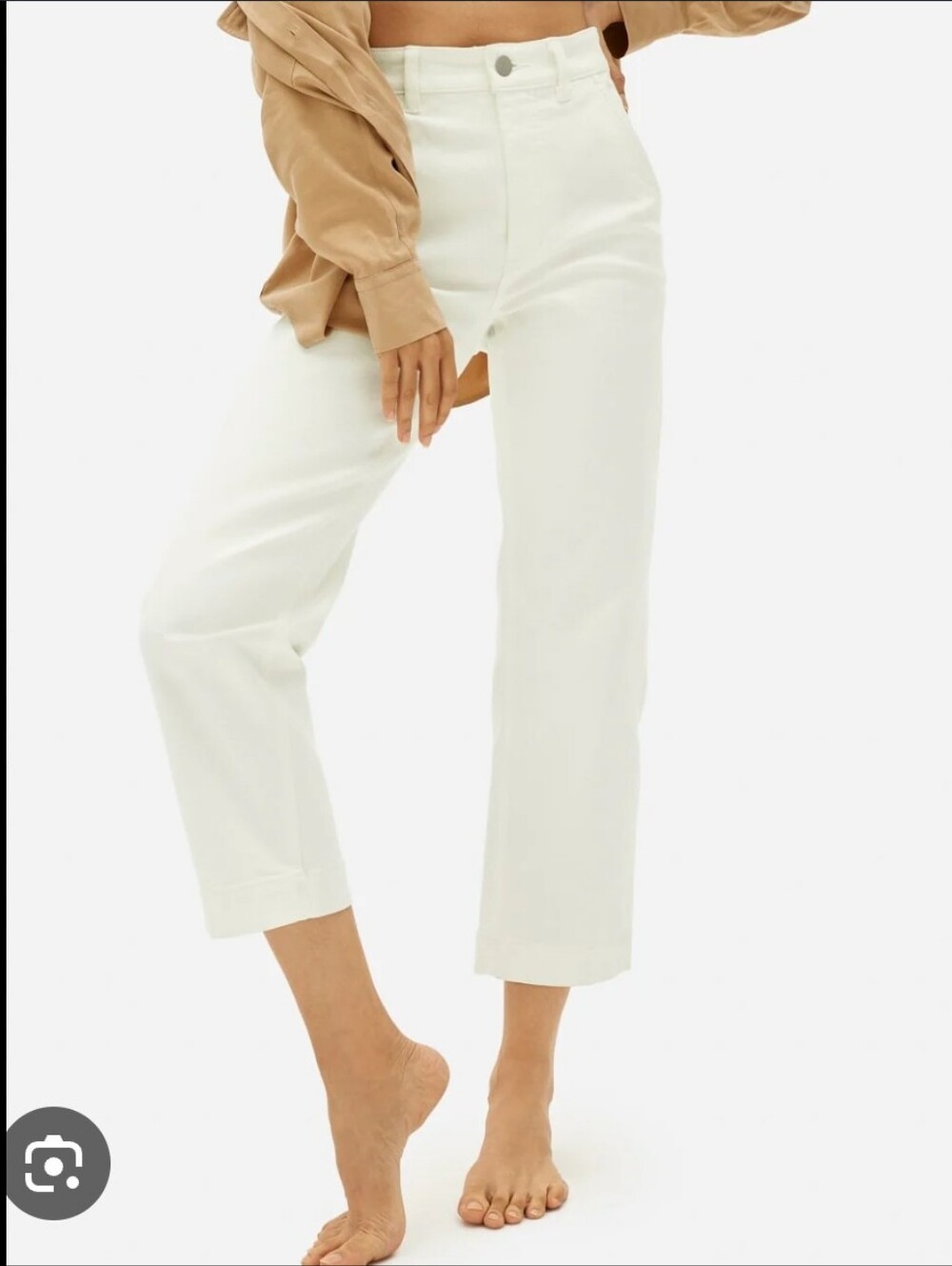 🔴Everlane Cream The Straight Leg Short Crop Pants